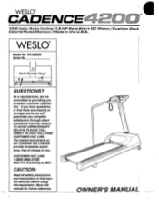 Weslo Cadence 4200 Treadmill English Manual