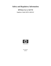 HP Storage Blade for bh7800 Safety & Regulatory Information, HP Carrier-Grade Blade Server bh3710