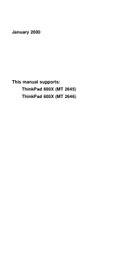 Lenovo ThinkPad 600X Hardware Maintenance Manual: ThinkPad 600X