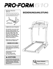 ProForm 610 Treadmill German Manual