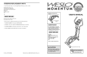 Weslo Momentum 850 Instruction Manual