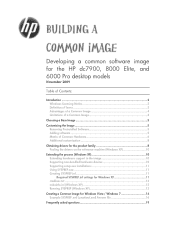 Compaq dc7900 Building a Common Image - Developing a common software image for the HP dc7900, Elite 8000 and 6000 Pro desktop models