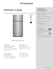 Frigidaire FFHT1821TS Product Specifications Sheet