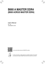 Gigabyte B660 AORUS MASTER DDR4 User Manual
