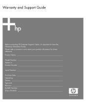 HP Pavilion a1000 Warranty and Support Guide