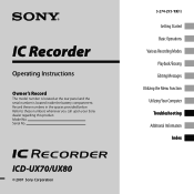 Sony ICD-UX80 Operating Instructions