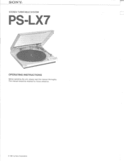 Sony PS-LX7 Operating Instructions
