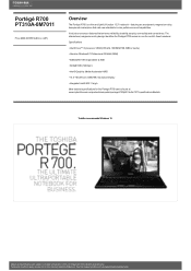 Toshiba Portege R700 PT310A-0M7011 Detailed Specs for Portege R700 PT310A-0M7011 AU/NZ; English