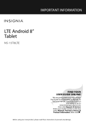 Insignia NS-15T8LTE Important Information (English)