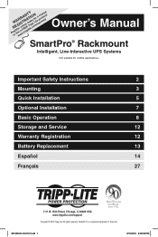 Tripp Lite SMART2200CRMXL Owner's Manual for SmartPro Rackmount UPS 932757