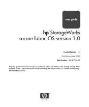HP StorageWorks MSA 2/8 HP StorageWorks Secure Fabric OS V1.0 User Guide (AA-RU57A-TE, June 2003)