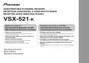 Pioneer VSX-521-K Owner's Manual