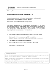 Yamaha RX V3900 Firmware Upgrade Instructions