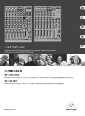 Behringer EURORACK UB1204FX-PRO Quick Start Guide