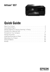Epson Artisan 837 Quick Guide