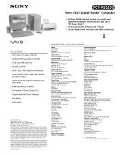 Sony PCV-R522DS Marketing Specifications