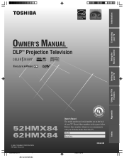 Toshiba 62HMX84 Owner's Manual - English