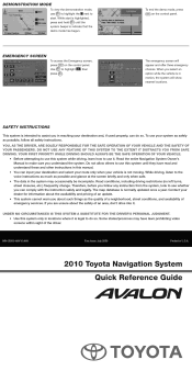 2010 Toyota Avalon Navigation Manual