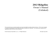 2013 Honda Ridgeline Owner's Manual