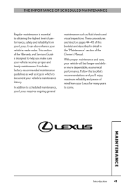 2011 Lexus ES 350 Scheduled Maintenance Guide