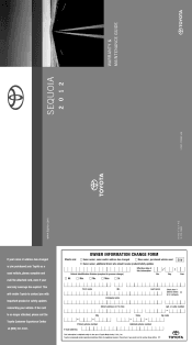 2012 Toyota Sequoia Warranty, Maitenance, Services Guide