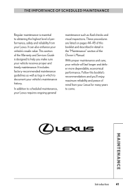 2010 Lexus IS 250 Scheduled Maintenance Guide