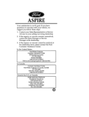 1997 Ford Aspire Owner's Manual