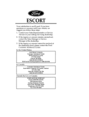 1996 Ford Escort Owner's Manual