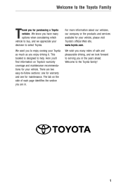 2013 Toyota Matrix Warranty, Maitenance, Services Guide