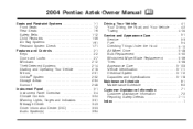 2004 Pontiac Aztek Owner's Manual