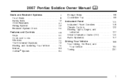 2007 Pontiac Solstice Owner's Manual