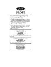 1996 Ford Probe Owner Guide 1st Printing