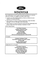 1997 Ford Windstar Owner Guide 1st Printing
