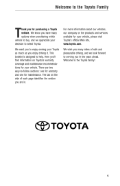 2013 Toyota Highlander Warranty, Maitenance, Services Guide