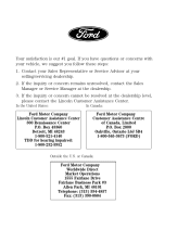 1998 Lincoln Continental Warranty Guide 2nd Printing