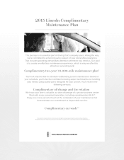 2015 Lincoln MKX Lincoln Complimentary Maintenance Plan Printing 1