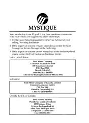 1997 Mercury Mystique Owner Guide 1st Printing