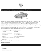2003 Volvo C70 Owner's Manual