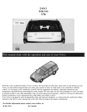 2003 Volvo V70 Owner's Manual