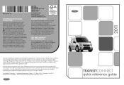 2011 Ford Transit Connect Cargo Quick Reference Guide 1st Printing