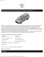 2001 Volvo V70 Owner's Manual