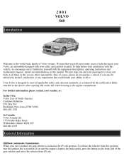 2001 Volvo S60 Owner's Manual