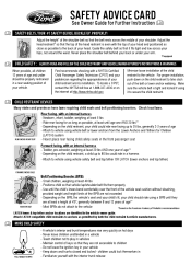2010 Mercury Mountaineer Safety Advice Card 1st Printing