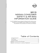 2013 Nissan GT-R Consumer Safety & Air Bag Information Guide