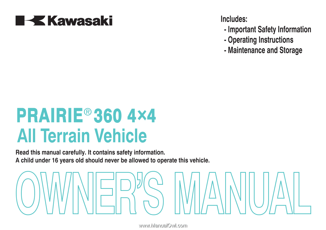 13 Kawasaki Prairie 360 4x4 Owners Manual