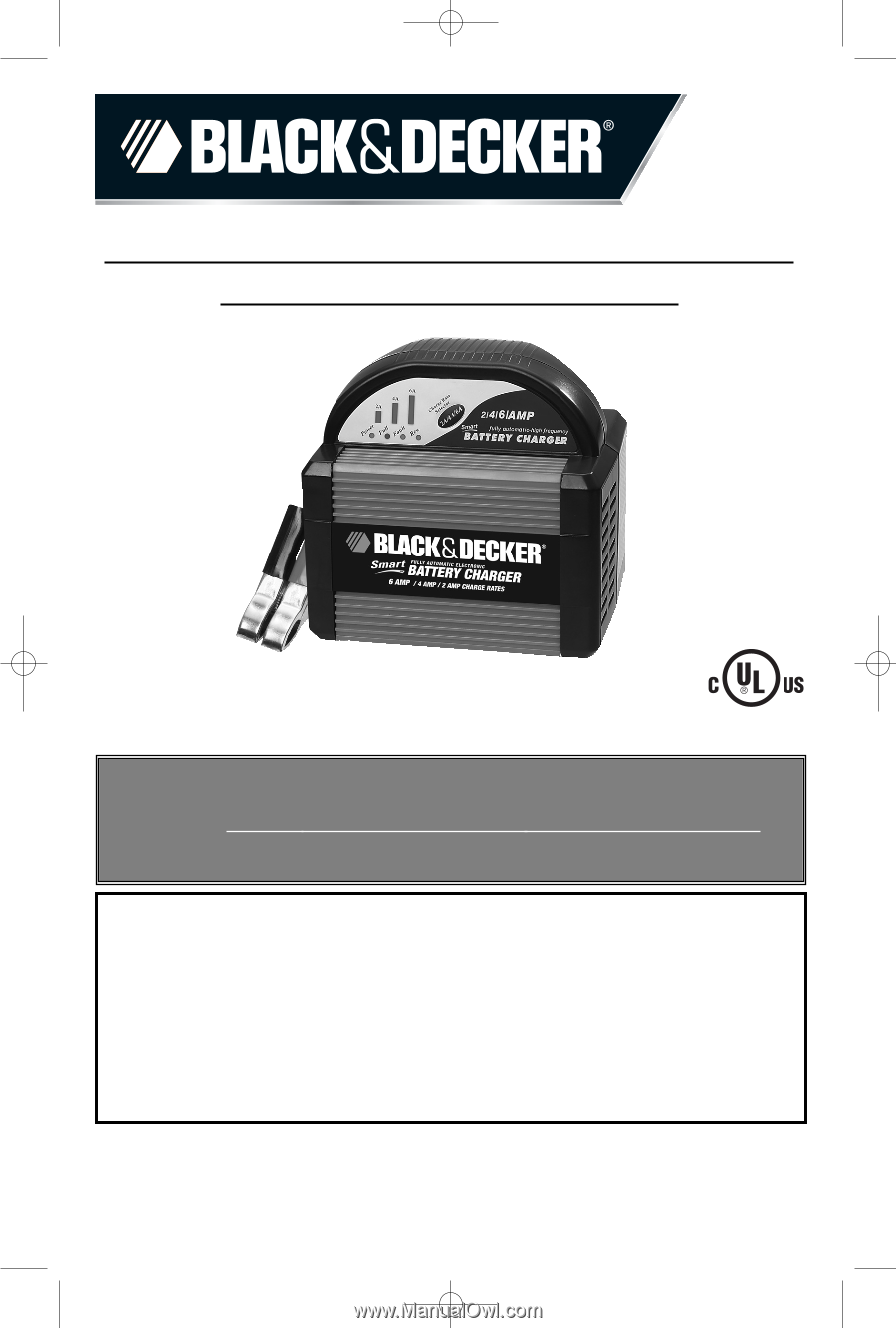BLACK & DECKER SMART BATTERY CHARGER USER MANUAL Pdf Download