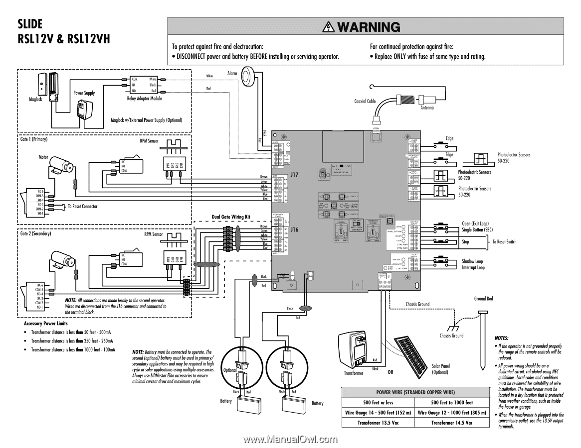 Rsl12v Wiring Diagram Manual, Wiring Diagram For Chamberlain Garage Door Opener
