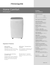 Frigidaire FFPA1022T1 Product Specifications Sheet