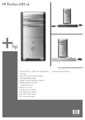 HP Pavilion t500 HP Pavilion Desktop PC - t585.uk Product Specifications