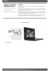 Toshiba Satellite C70 PSCSJA Detailed Specs for Satellite C70 PSCSJA-01C01S AU/NZ; English